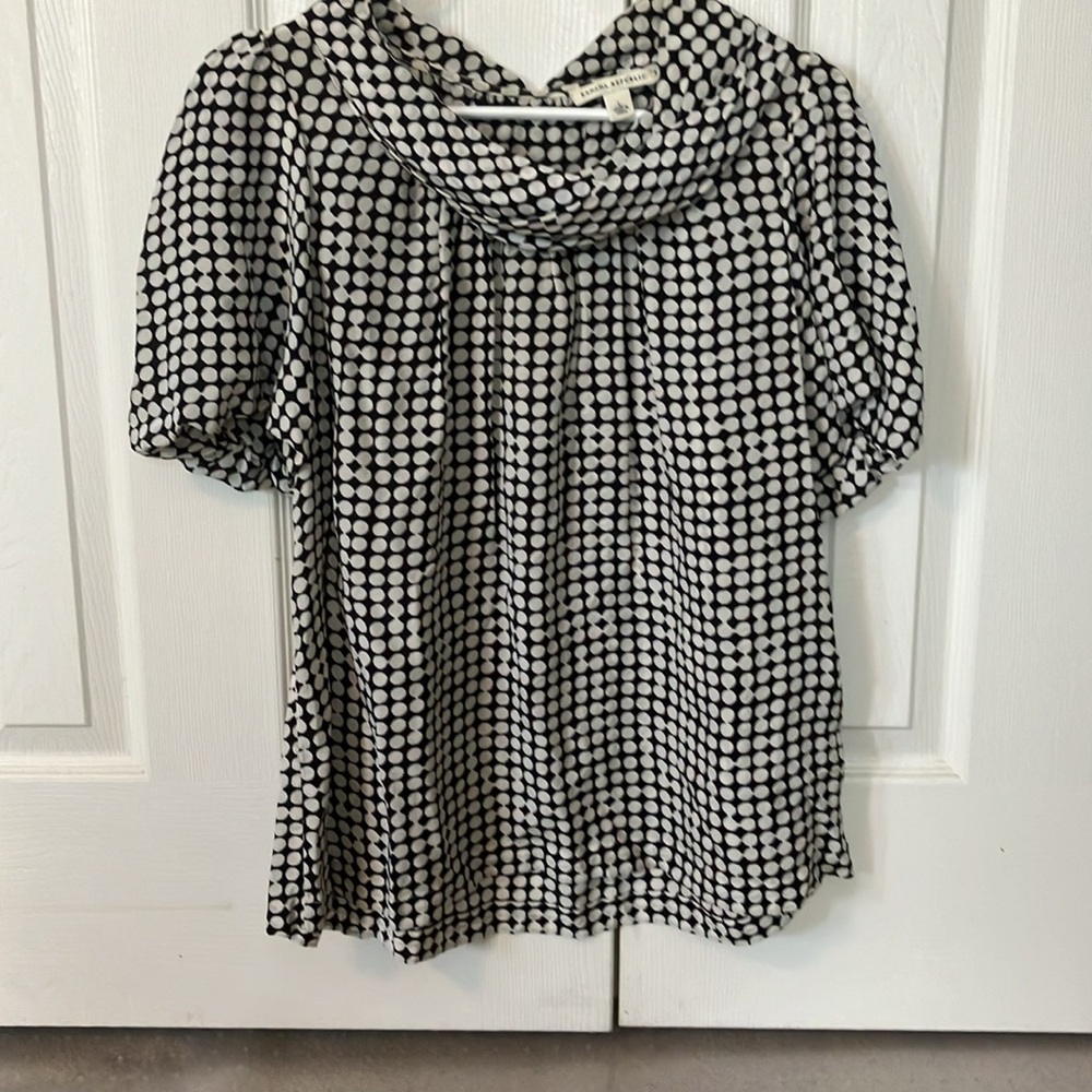 Banana Republic Black and White Polka Dot Silk Blouse